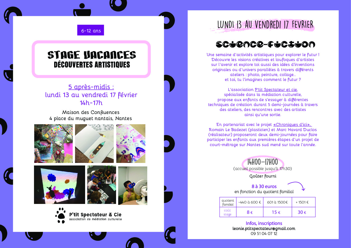 P'tit spectateur et cie Stage vacances